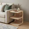 24" Natural Solid Wood End Table With Two Shelves