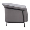 35" Slate Gray And Black Faux Leather Arm Chair