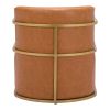 27" Brown And Gold Faux Leather Arm Chair