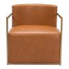 27" Brown And Gold Faux Leather Arm Chair