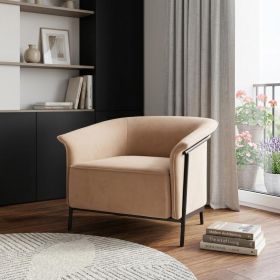 35" Tan And Black Fabric Arm Chair