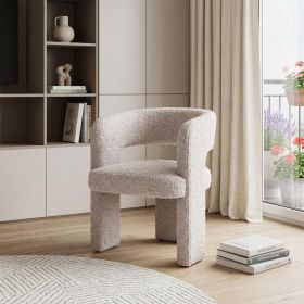 27" Beige Boucle Contemporary Arm Chair