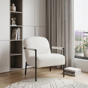 26" Ivory And Black Sherpa Arm Chair