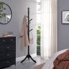 Space Saving Solid Wood Modern Coat Rack in Black Finish