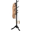 Space Saving Solid Wood Modern Coat Rack in Black Finish