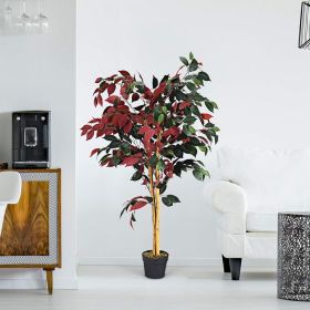 1PC 4 Feet Tall Artificial Ficus Tree with Nursery Pot