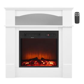 33 inch Freestanding Fireplaces, 1500W 5120BTU Fake Electric Fireplace Stove Heater with Mantel, Overheating Protection, Adjustable Flames,Timer