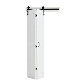 Bifold Barn Door, 36" x 84", MDF Bi-Fold Sliding Closet Doors, Hardware Kit Included, H-Frame Space-Saving Design, Need to Assemble, for Bedroom