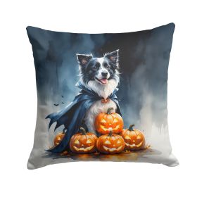 Border Collie Puppy Halloween Throw Pillow Machine Washable, Indoor Outdoor Decorative Pillow for Couch, Bed or Patio, 18Hx18W