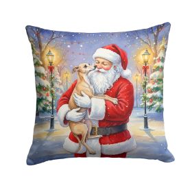 Italian Greyhound with Santa Claus Throw Pillow Decorative Indoor Outdoor Accent Cushion for Couch, Bed or Patio, 18Hx18W