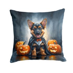 German Shepherd Puppy Halloween Throw Pillow Machine Washable, Indoor Outdoor Decorative Pillow for Couch, Bed or Patio, 18Hx18W