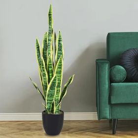 1PC 35.5 Inches Indoor And Outdoor Decoration Fake Snake Plant Artificial Plant (Option: Green  Yellow)