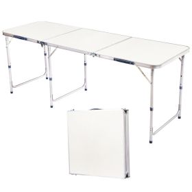 6ft 180-60cm Aluminum Alloy Folding Table Portable Foldable Desk For Camping Picnic BBQ Home Party (Option: White)