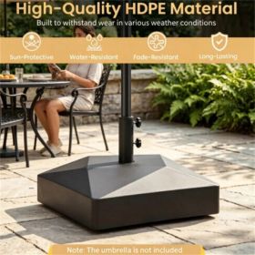 Fillable Patio Umbrella Base With 4 Rolling Wheels & Locks, Heavy Duty Water Sand Weighted HDPE Umbrella Stand Universal For 6-10ft Outdoor Umbre (Option: defaulttitle)