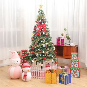 6ft Artificial Christmas Tree With LED Energy-saving Lights, Including 195 Pendant Tree Skirts And Guardrails (Option: defaulttitle)