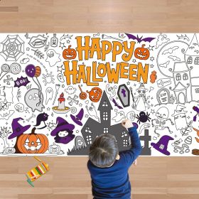 Halloween Crafts for Kids - Giant Coloring Tablecloth/Poster | Halloween Party Decorations Favors Supplies for Kids Gifts Activities Games Toys B (Style: Halloween)