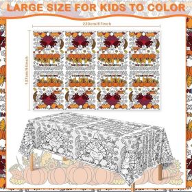 Christmas Coloring Tablecloth - Christmas Decor & Table Decor | Kids Crafts & Party Favors, 54" x 88" (Style: Thanksgiving)